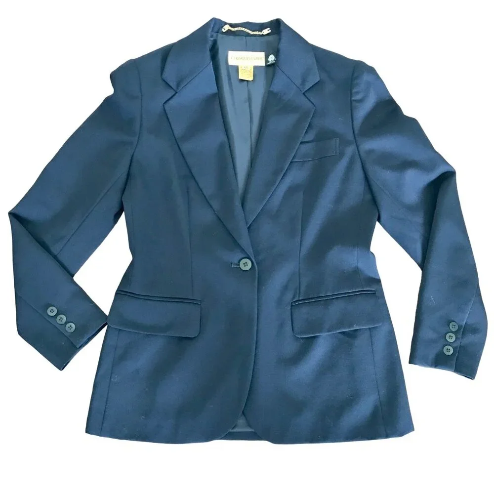 Classiques Entier 100% Wool Vintage Navy Blue Women's‎ Blazer. Size Petite XS